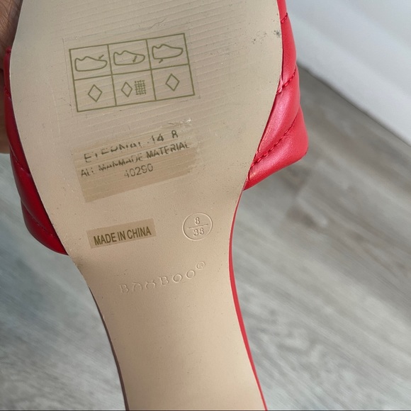 Bamboo | Red Vegan Leather Slides Sz 8 - Picture 7 of 8